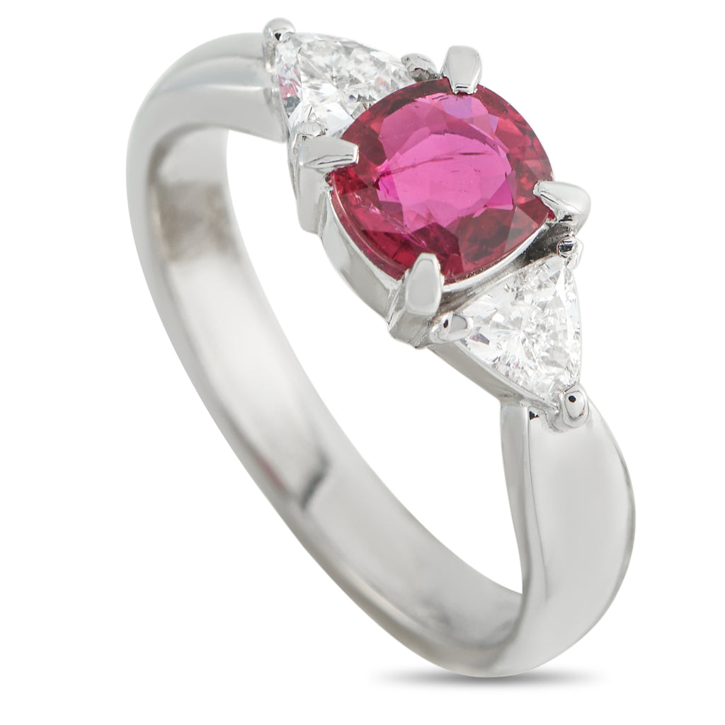 Platinum 0.40ct Diamond and Ruby Ring