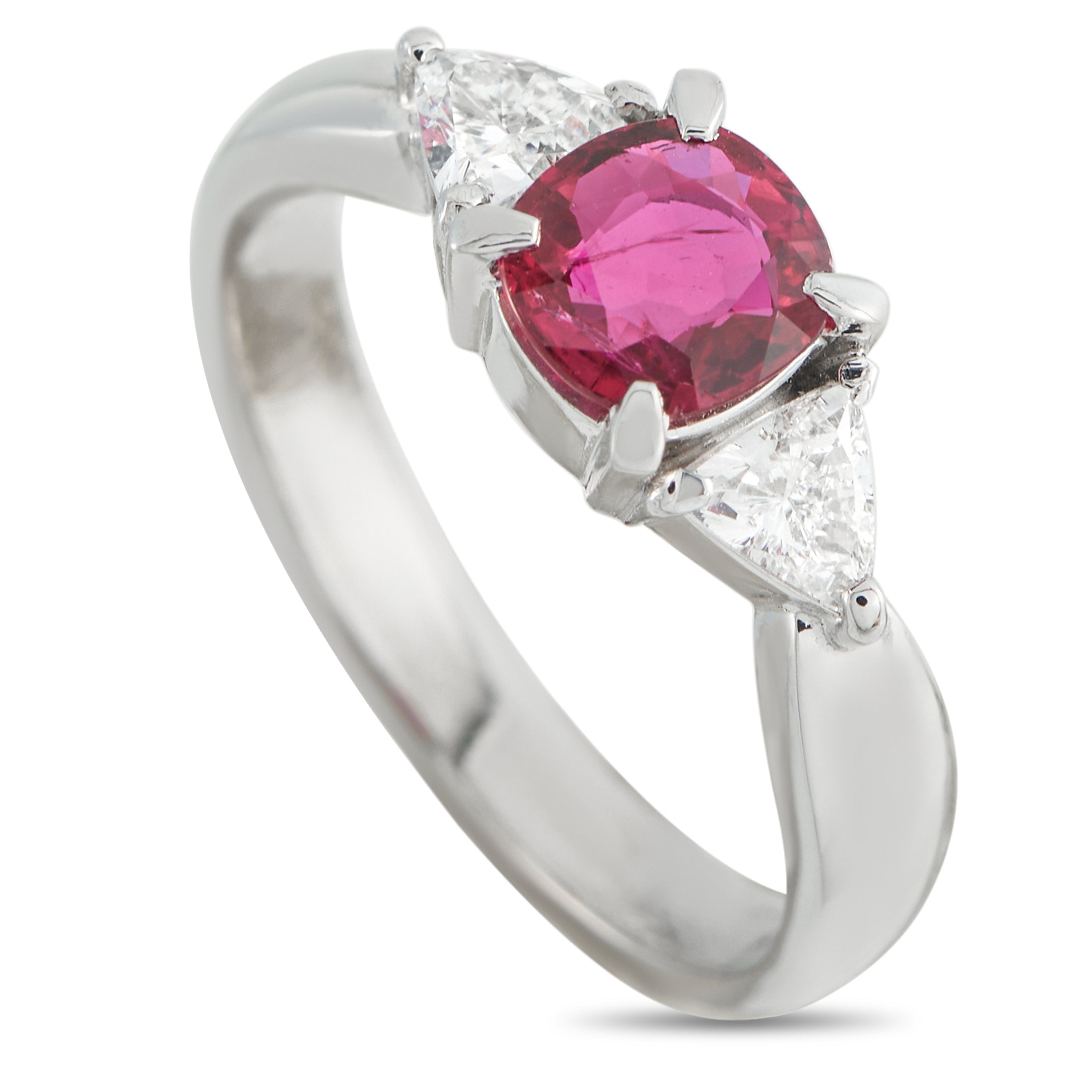 Platinum 0.40ct Diamond and Ruby Ring