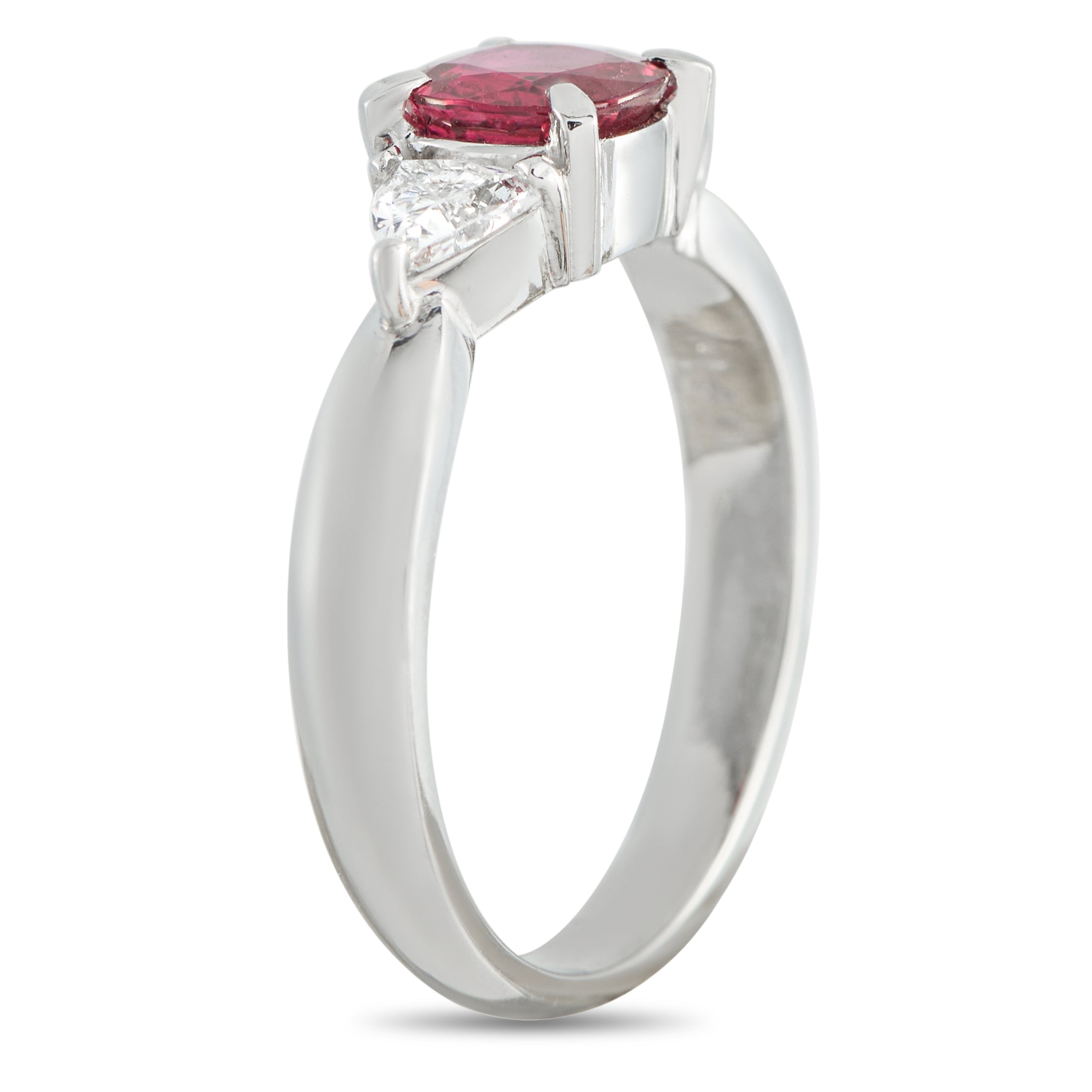 Platinum 0.40ct Diamond and Ruby Ring