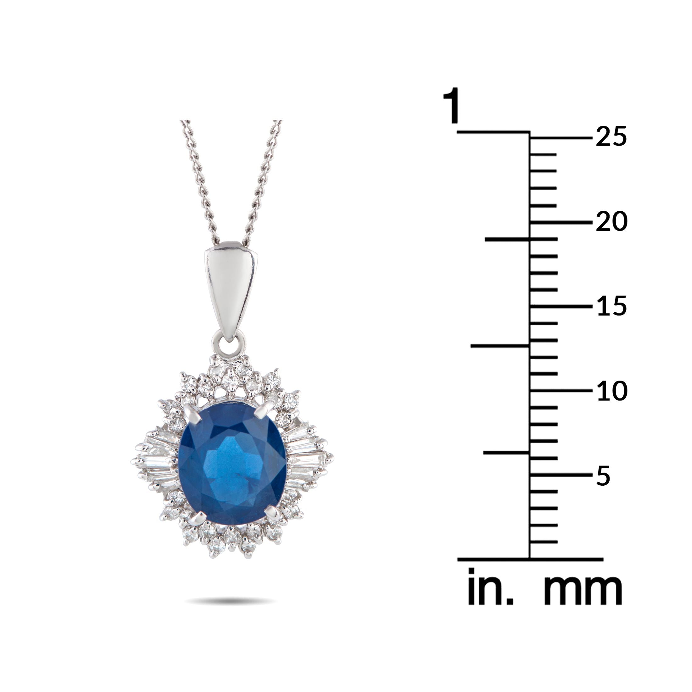 Exclusive Platinum 0.30ct Diamond and Sapphire Pendant Necklace