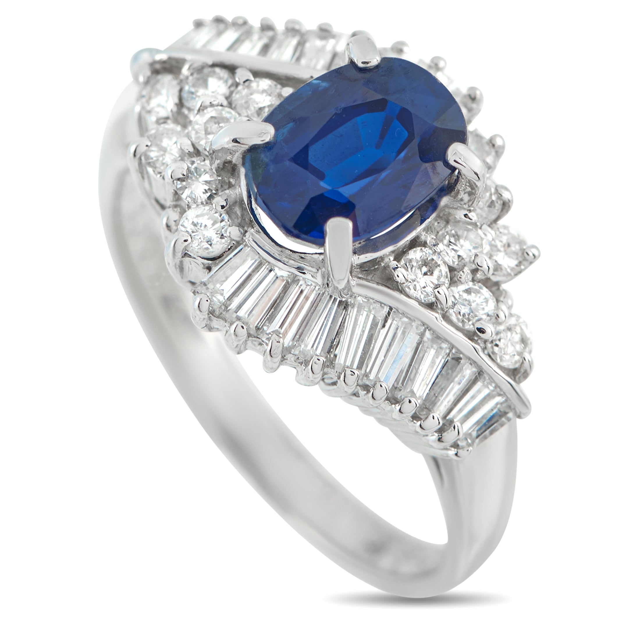 Platinum 0.84ct Diamond and Sapphire Ring