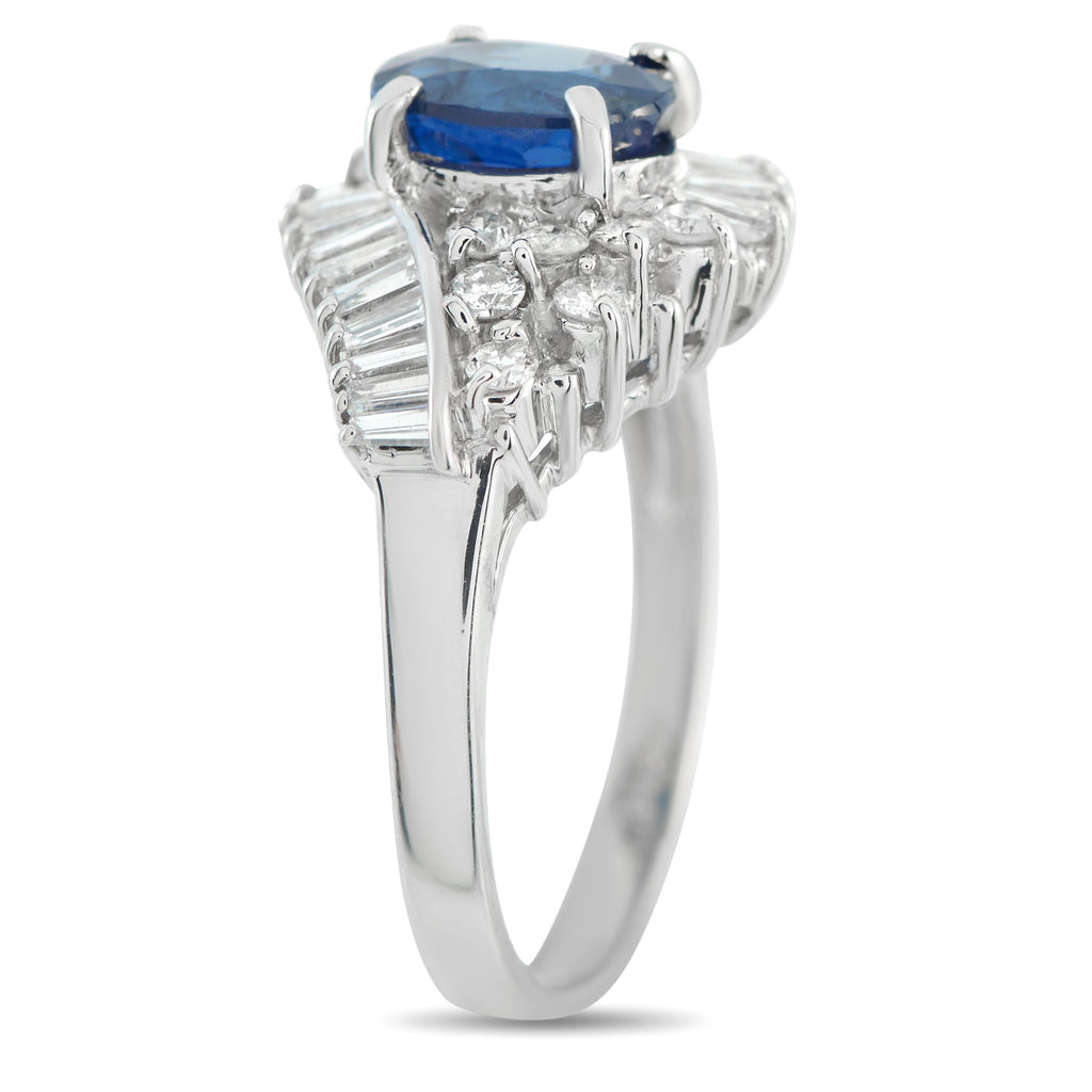 Exclusive Platinum 0.84ct Diamond and Sapphire Ring