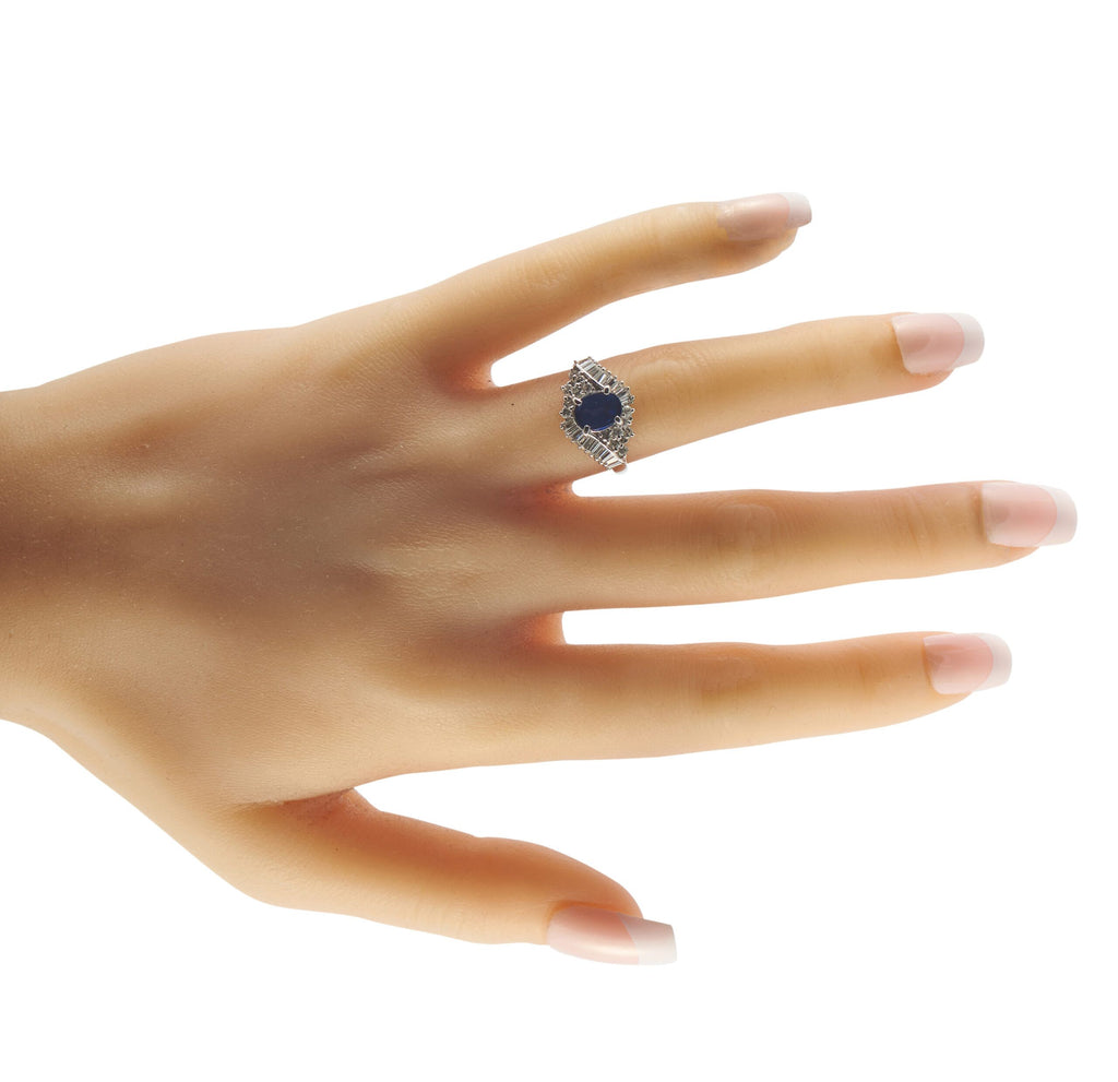 Exclusive Platinum 0.84ct Diamond and Sapphire Ring