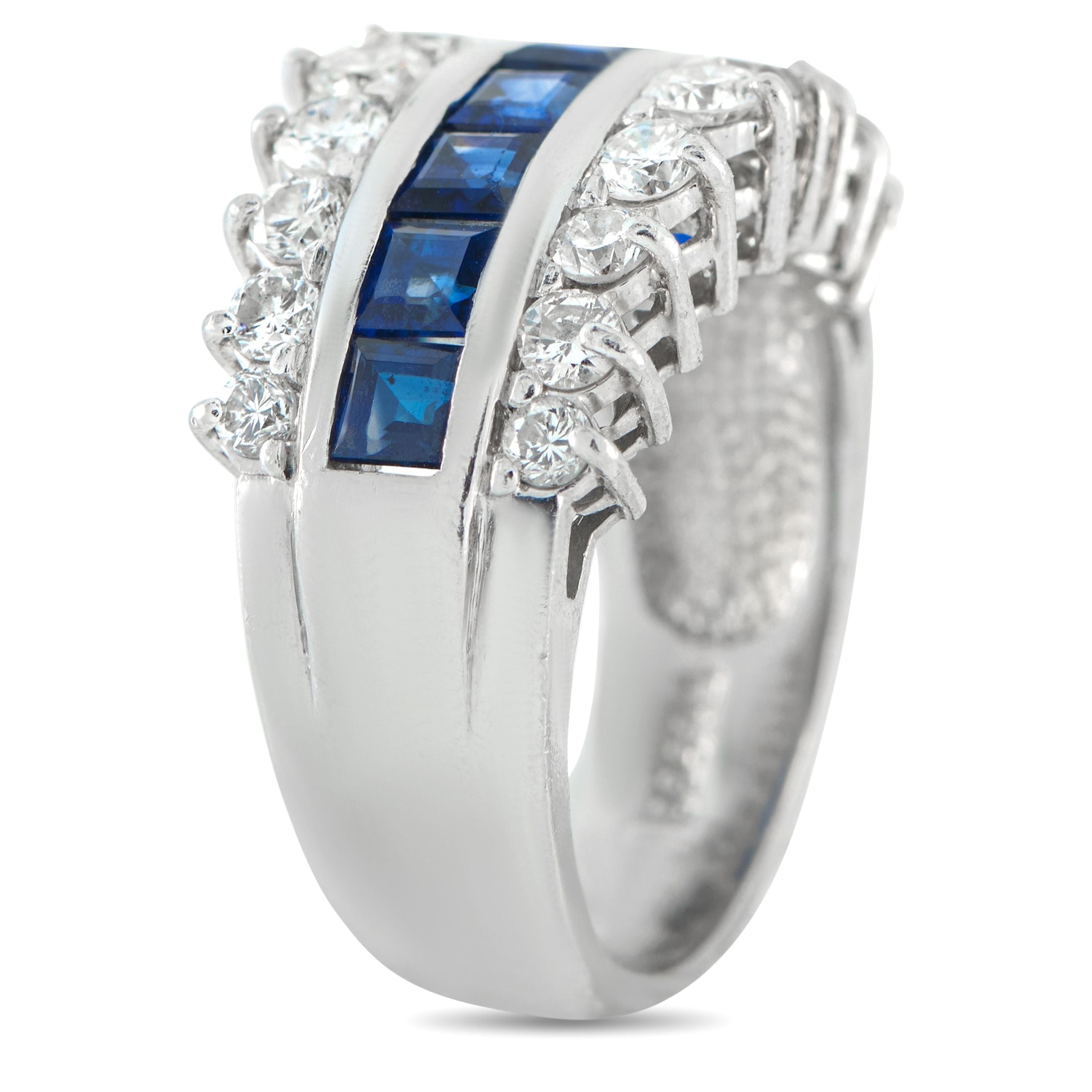 Exclusive Platinum 1.71ct Diamond and Sapphire Ring