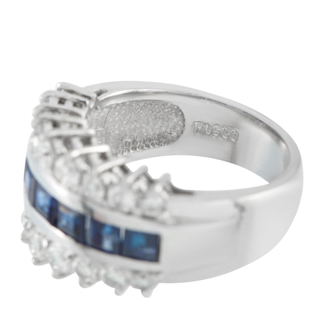 Exclusive Platinum 1.71ct Diamond and Sapphire Ring