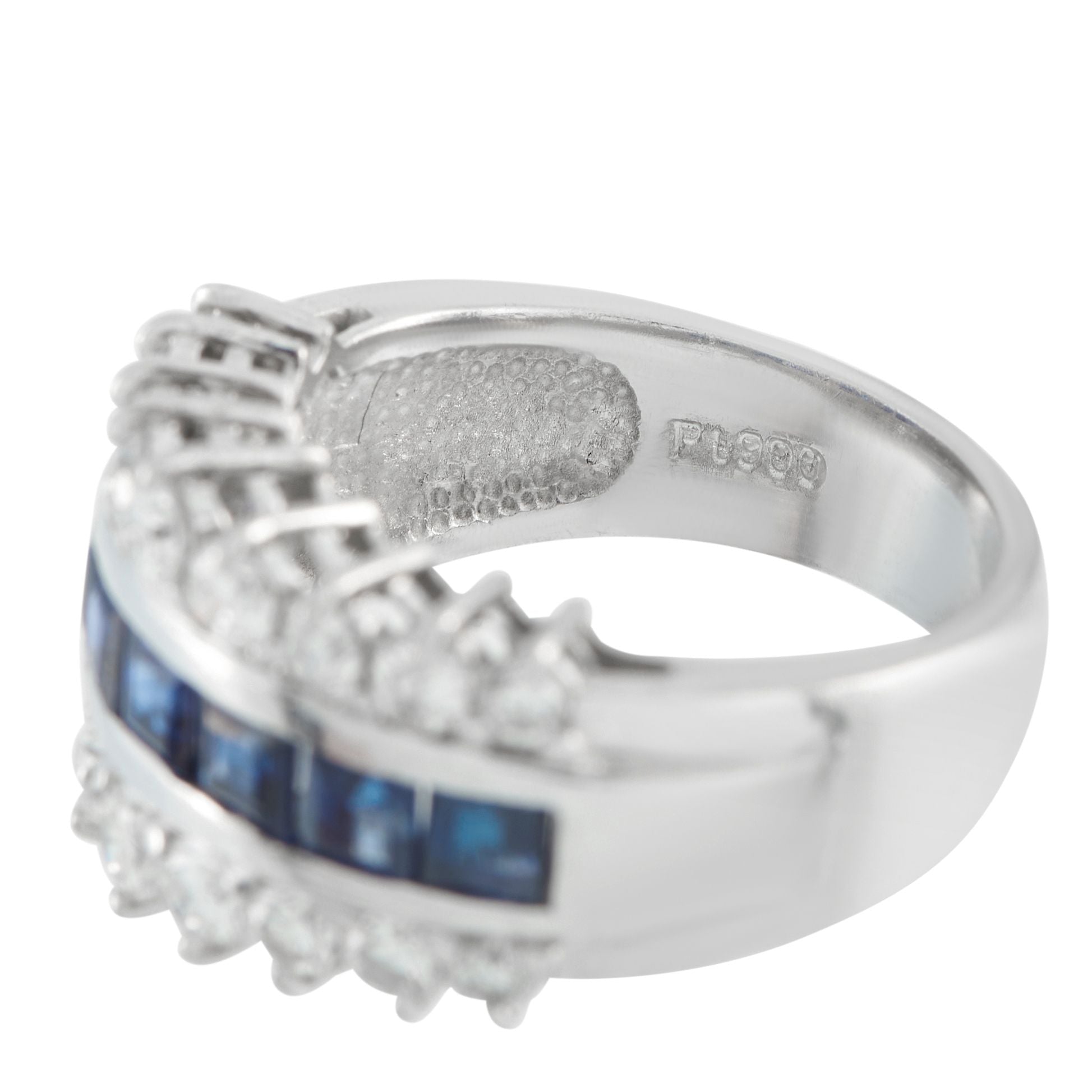 Exclusive Platinum 1.71ct Diamond and Sapphire Ring