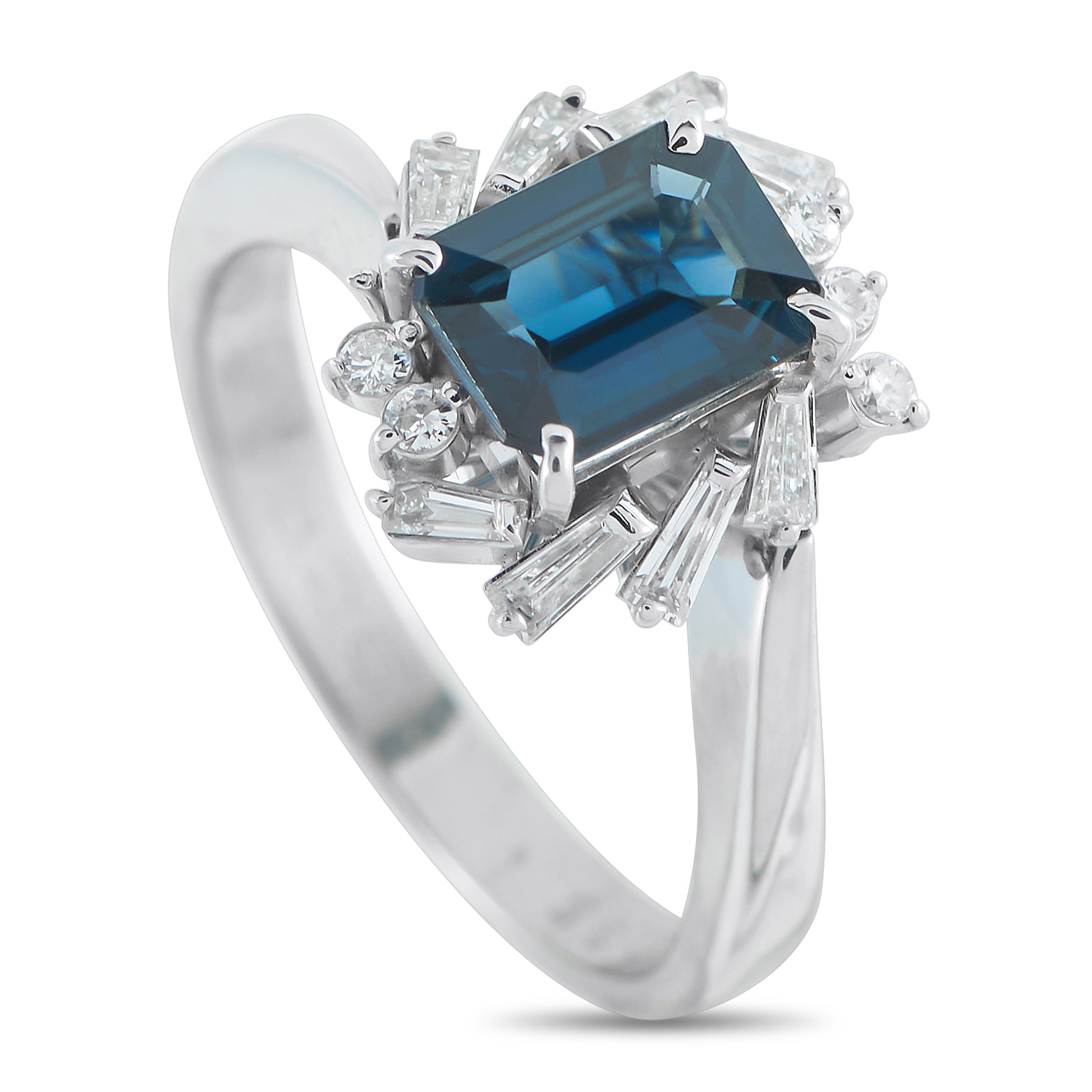 Platinum 0.35ct Diamond and Sapphire Ring