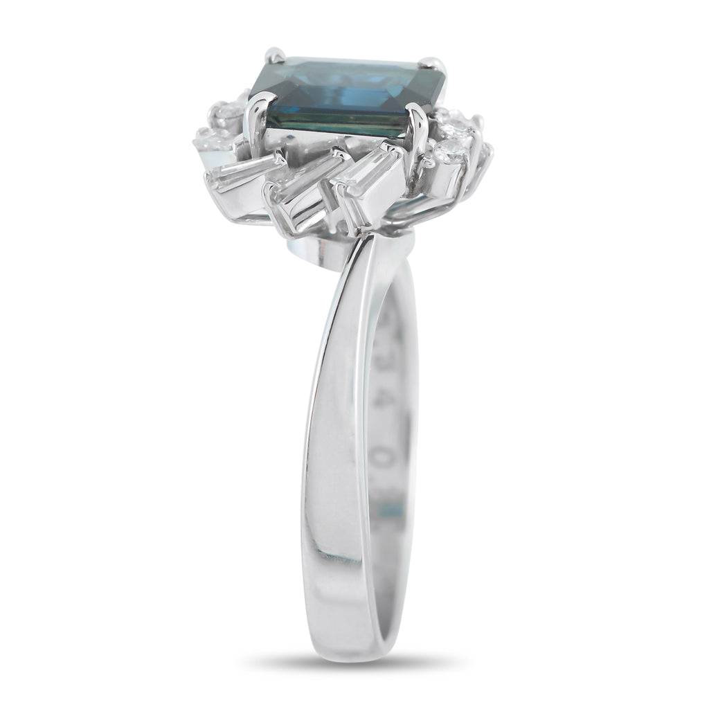 Platinum 0.35ct Diamond and Sapphire Ring