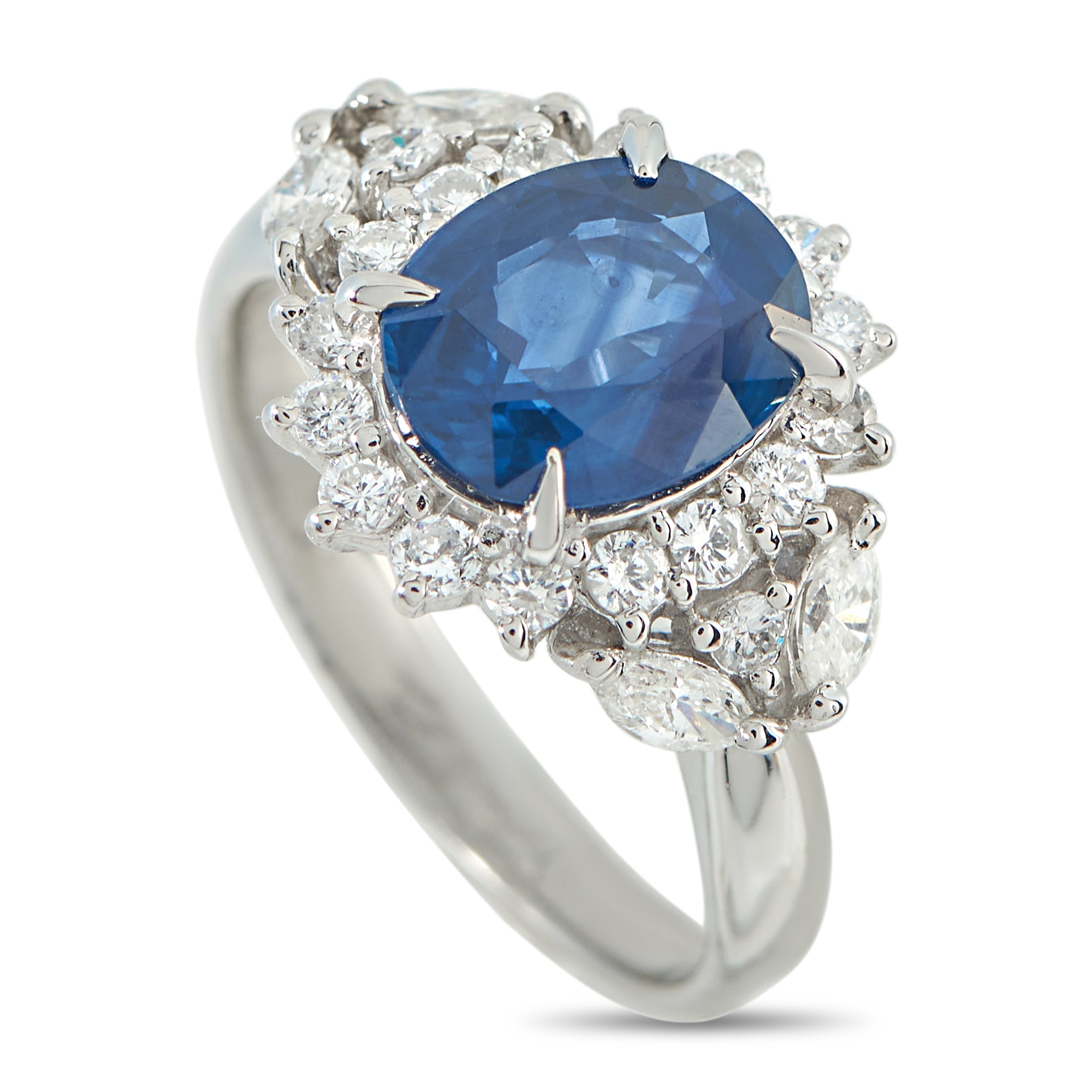 Platinum 0.70ct Diamond and Sapphire Ring