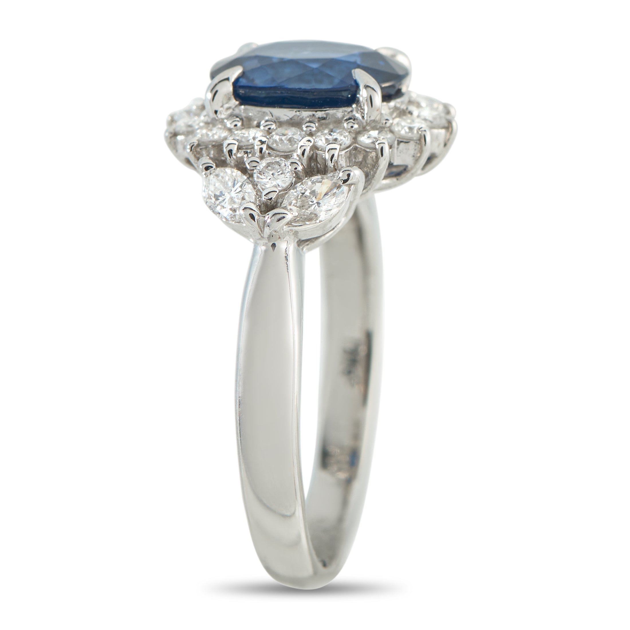 Platinum 0.70ct Diamond and Sapphire Ring