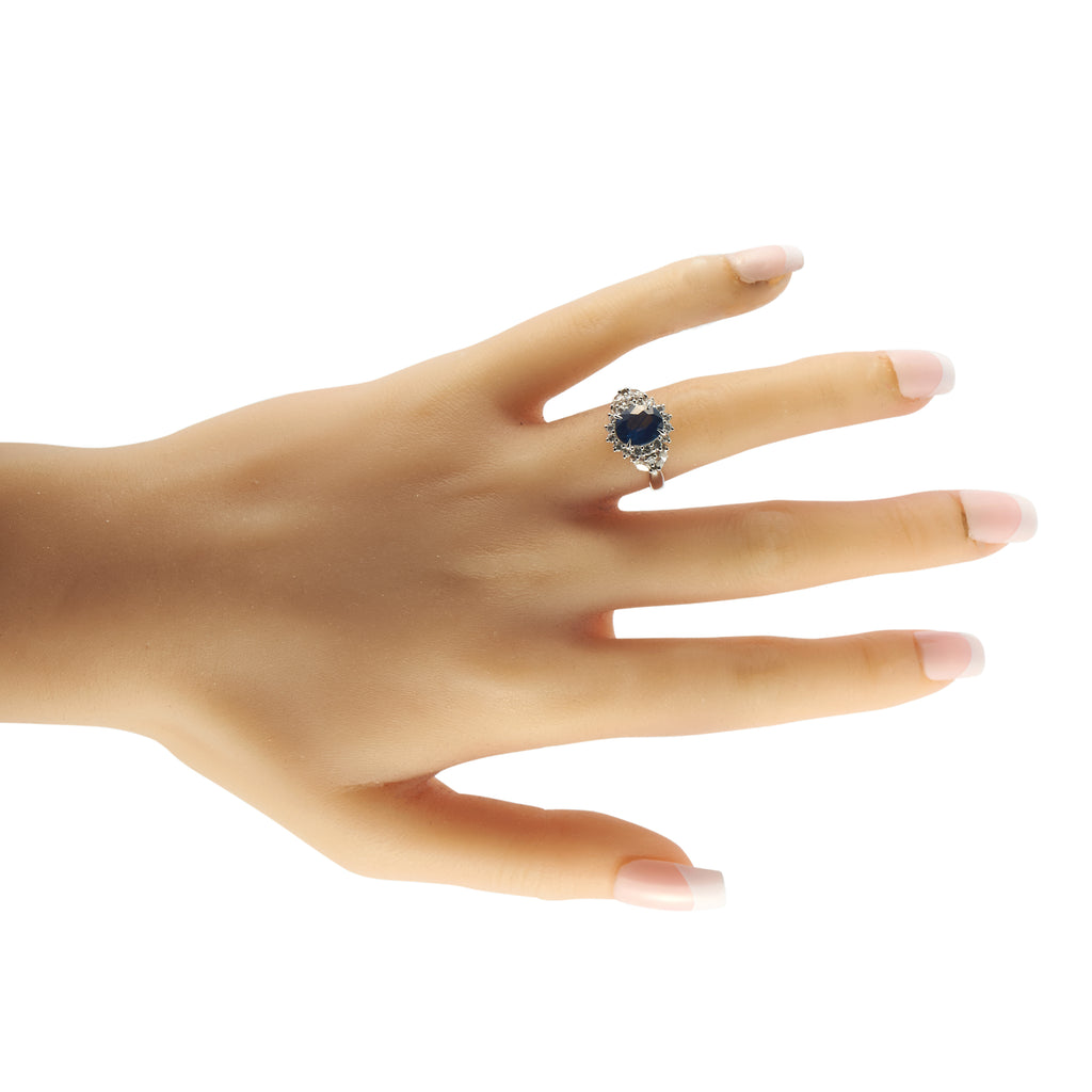 Platinum 0.70ct Diamond and Sapphire Ring