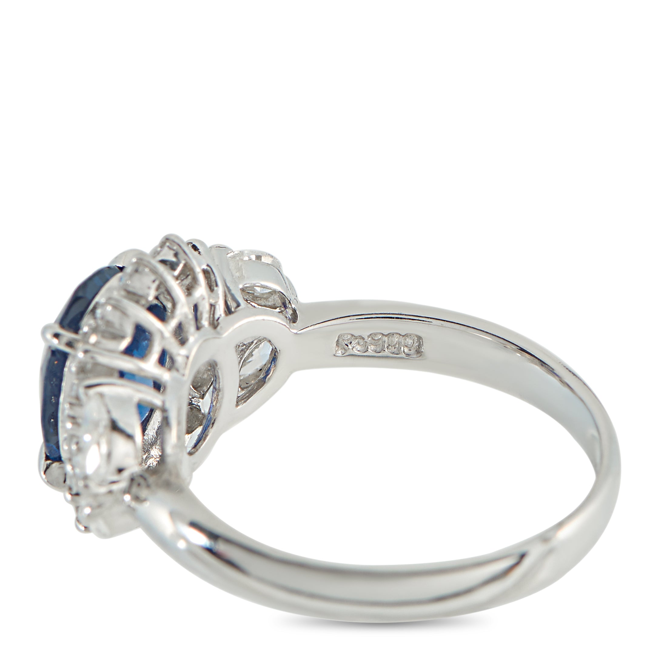 Platinum 0.70ct Diamond and Sapphire Ring