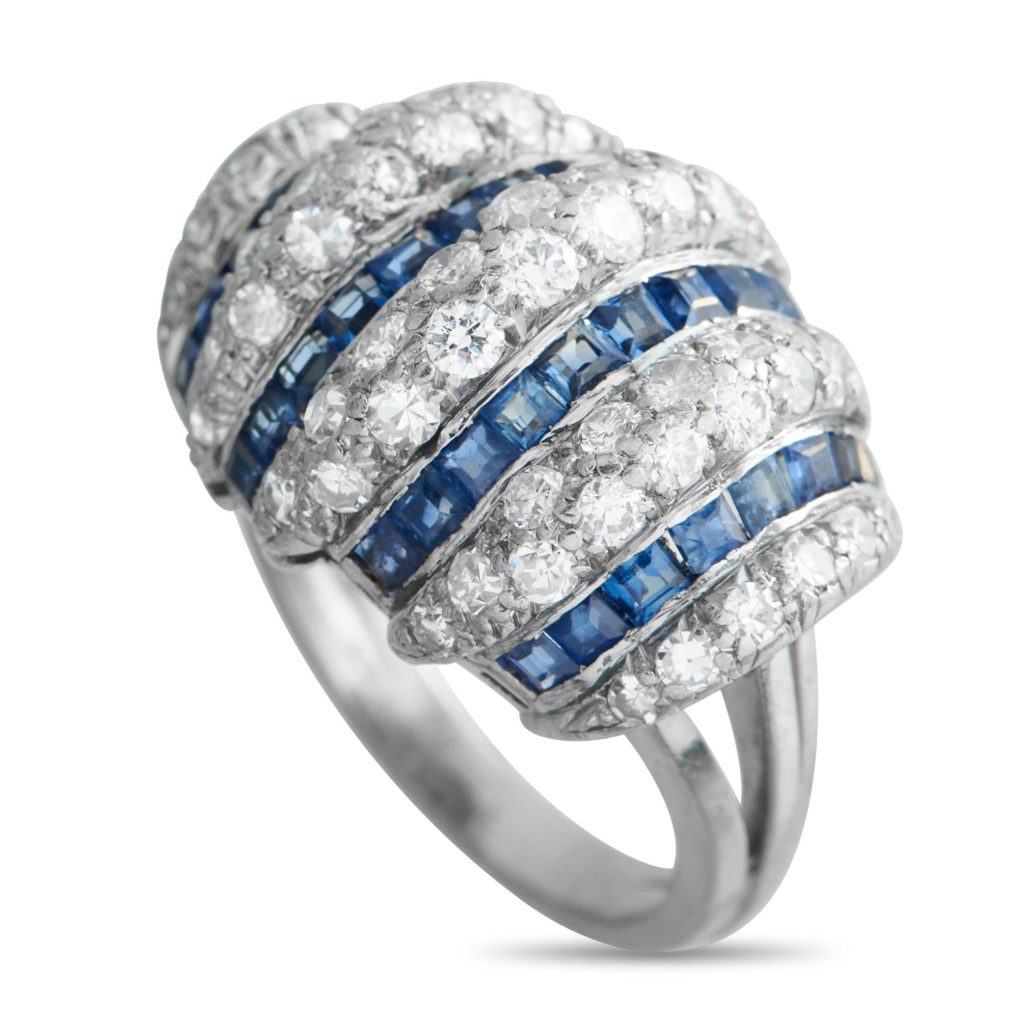 Platinum 0.84ct Diamond and Sapphire Ring