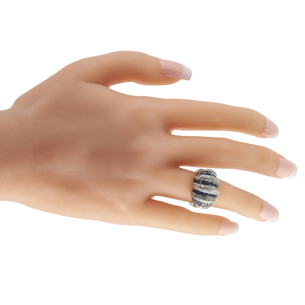 Platinum 0.84ct Diamond and Sapphire Ring