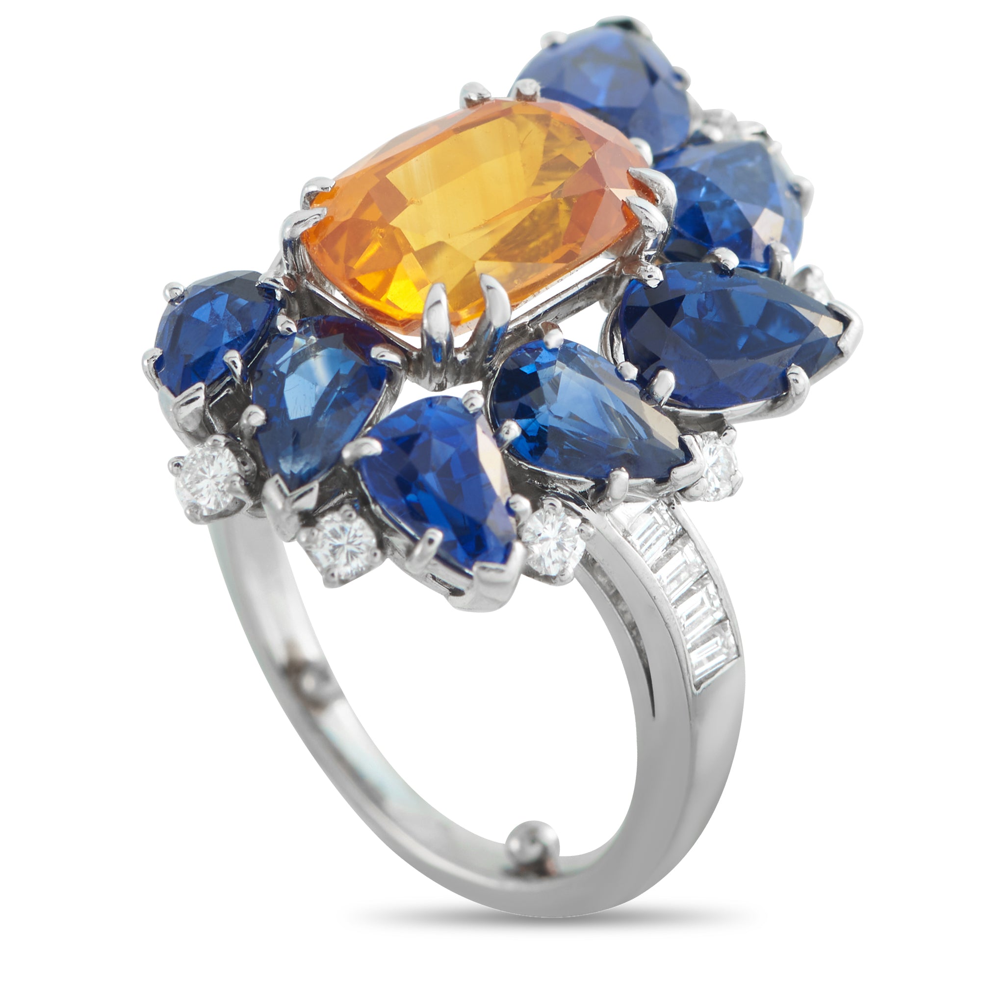 Platinum 0.45ct Diamond and Sapphire Ring