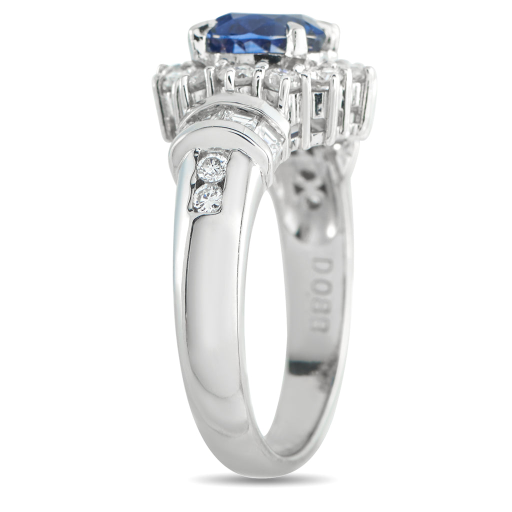 Platinum 1.64ct Diamond and Sapphire Ring