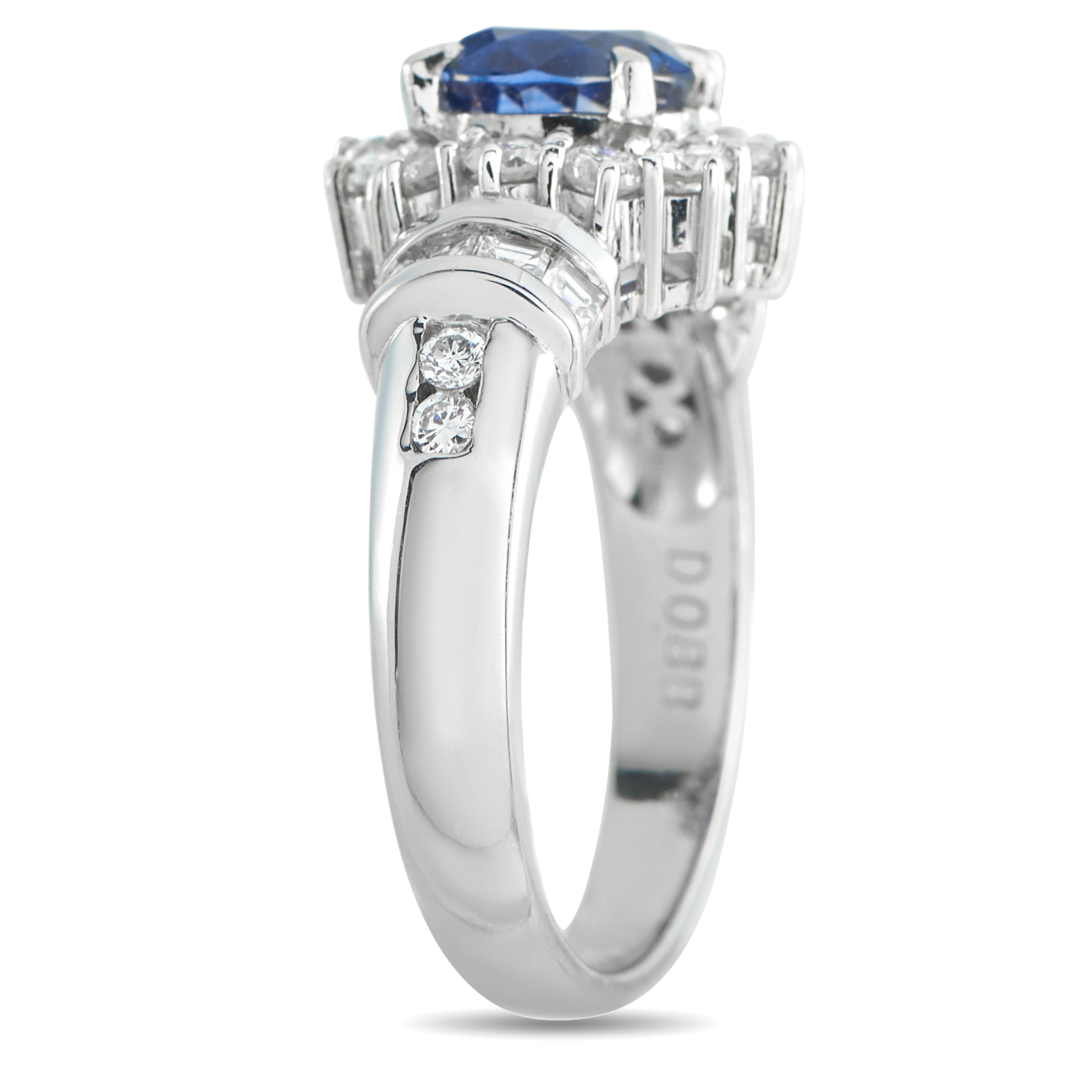 Platinum 1.64ct Diamond and Sapphire Ring