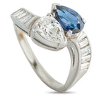 Platinum 1.30ct Diamond and Sapphire Ring