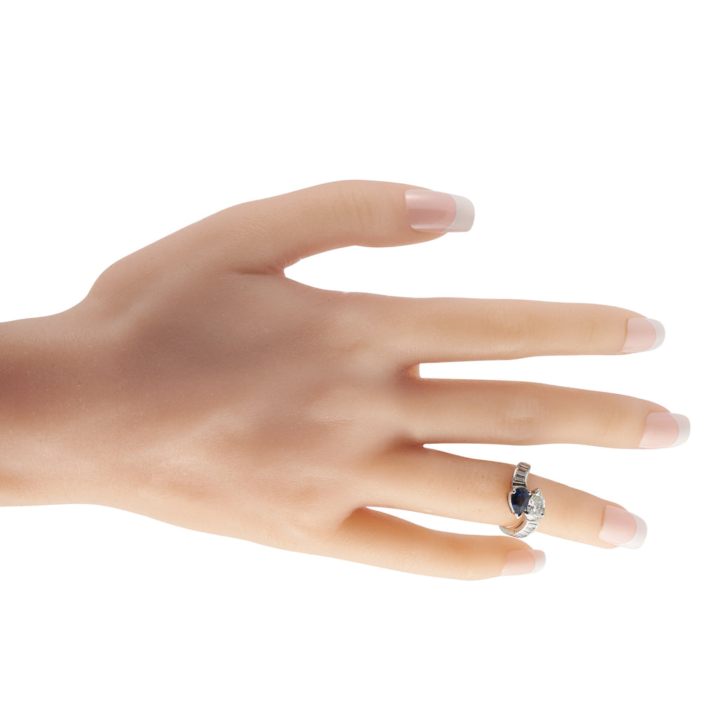 Platinum 1.30ct Diamond and Sapphire Ring