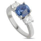 Platinum 1.0ct Diamond and Sapphire Ring