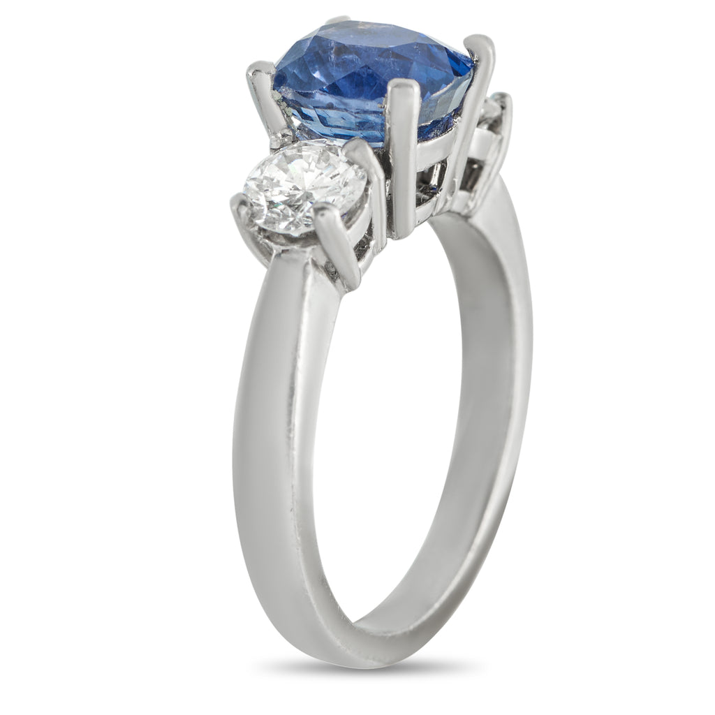 Platinum 1.0ct Diamond and Sapphire Ring