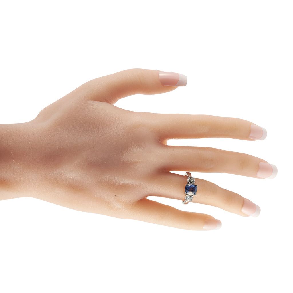 Platinum 1.0ct Diamond and Sapphire Ring