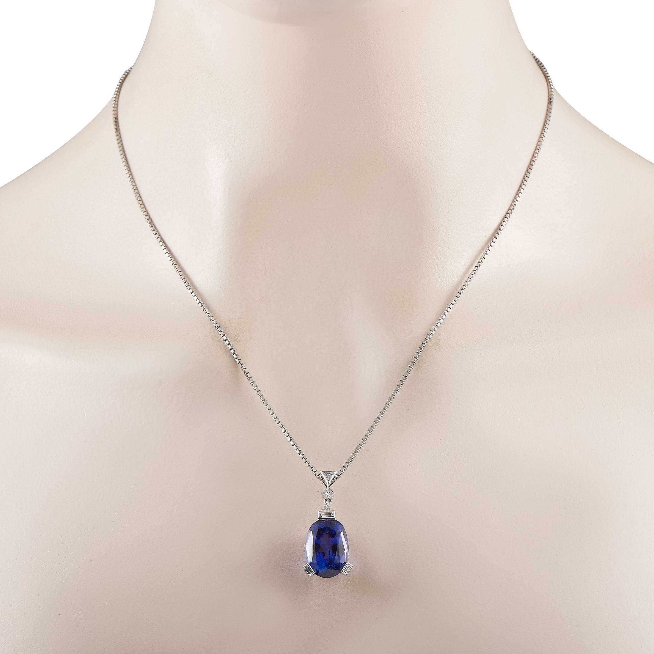 Exclusive Platinum 0.30ct Diamond and Tanzanite Necklace