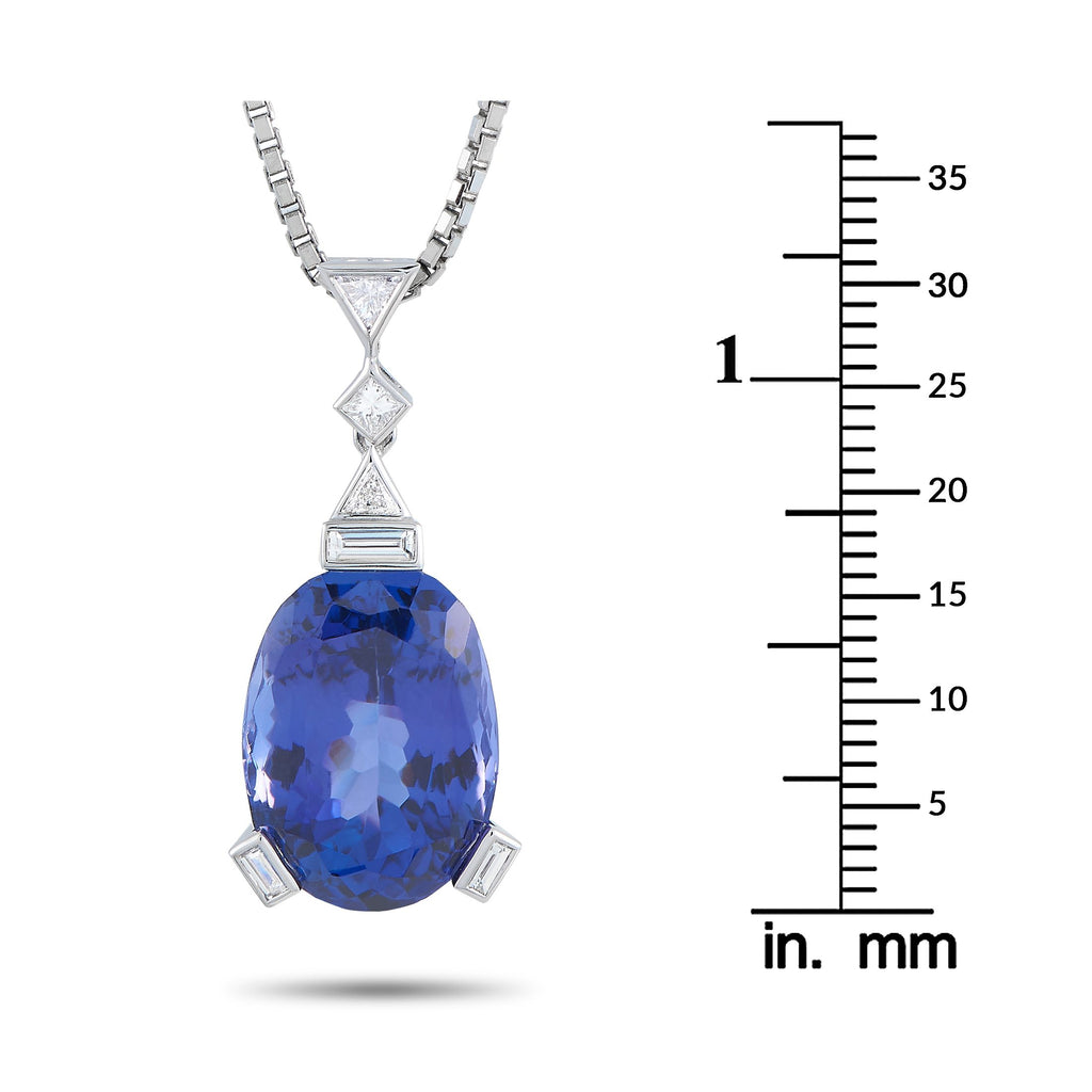 Exclusive Platinum 0.30ct Diamond and Tanzanite Necklace