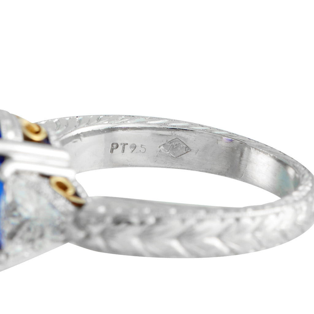 Platinum and 18K Yellow Gold 0.95ct Diamond and Tanzanite Ring