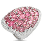 Platinum 0.48ct Diamond and Tourmaline Cocktail Ring