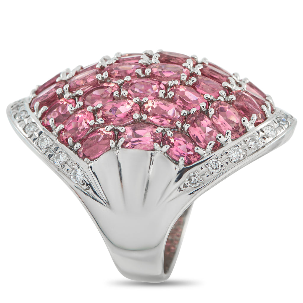 Platinum 0.48ct Diamond and Tourmaline Cocktail Ring
