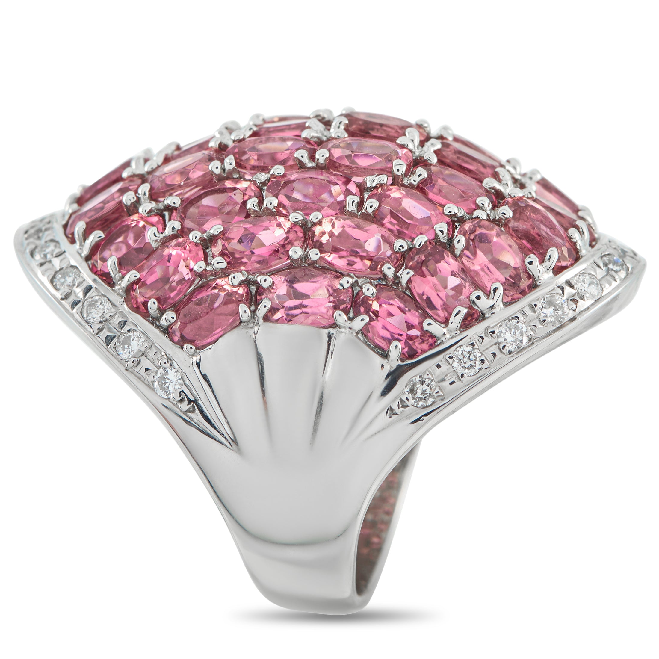Platinum 0.48ct Diamond and Tourmaline Cocktail Ring