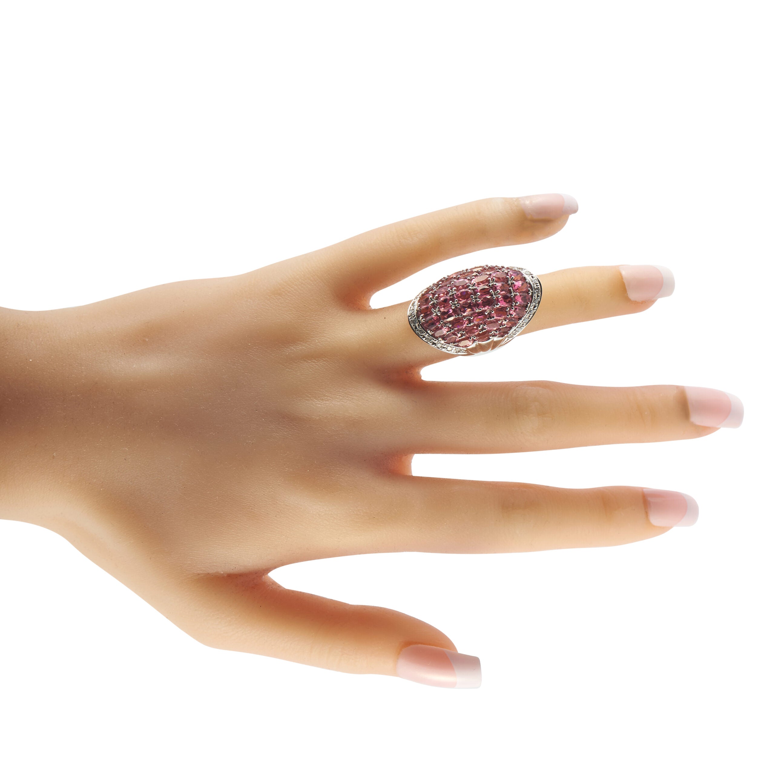 Platinum 0.48ct Diamond and Tourmaline Cocktail Ring