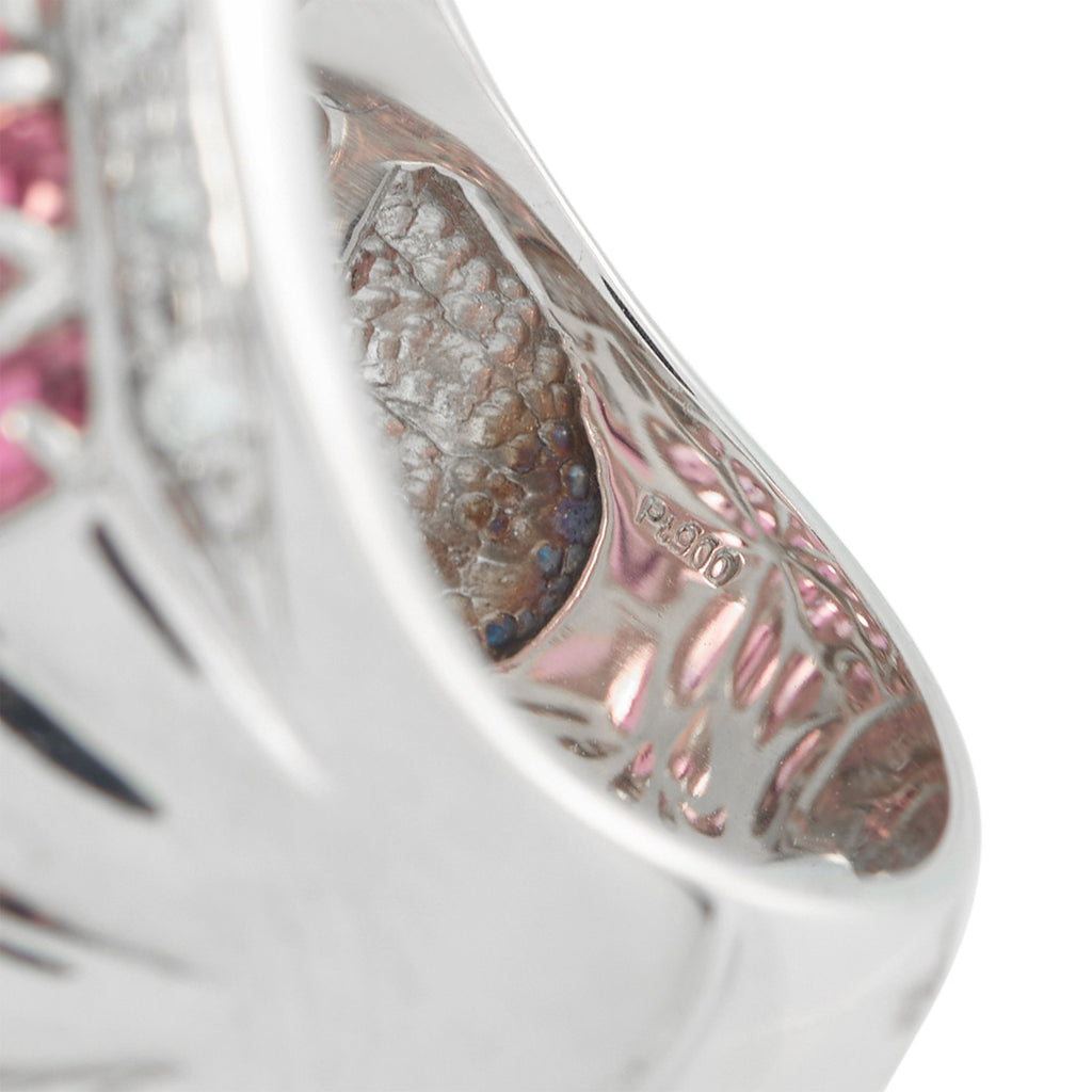 Exclusive Platinum 0.48ct Diamond and Tourmaline Cocktail Ring