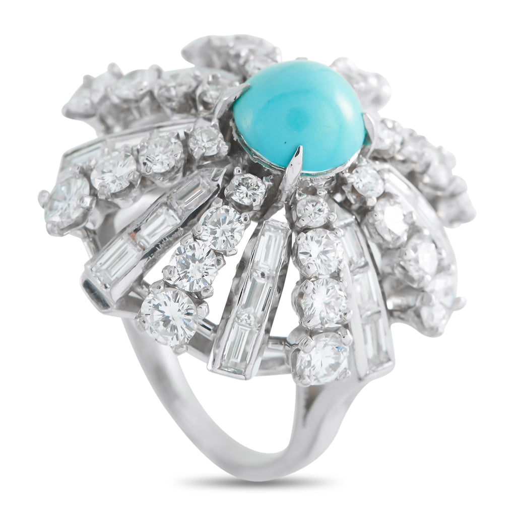Platinum 2.80ct Diamond and Turquoise Ring