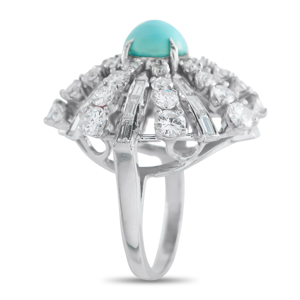 Platinum 2.80ct Diamond and Turquoise Ring