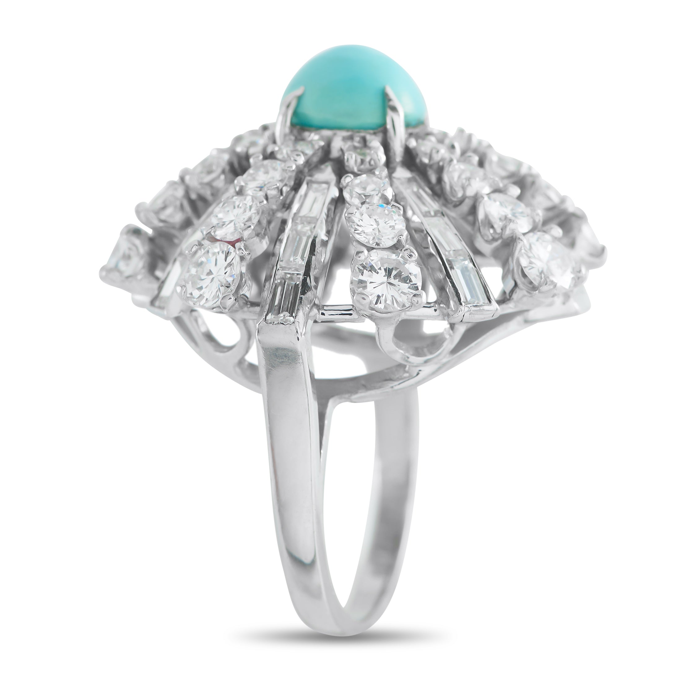 Platinum 2.80ct Diamond and Turquoise Ring