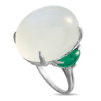 Platinum 2.20ct Emerald and Moonstone Statement Ring
