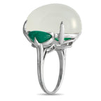 Platinum 2.20ct Emerald and Moonstone Statement Ring
