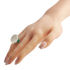 Platinum 2.20ct Emerald and Moonstone Statement Ring