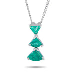 Exclusive Platinum 1.15ct Emerald Trio Necklace MF05-101725 – Three triangle-cut emeralds bring grace and a sense of rhythm t