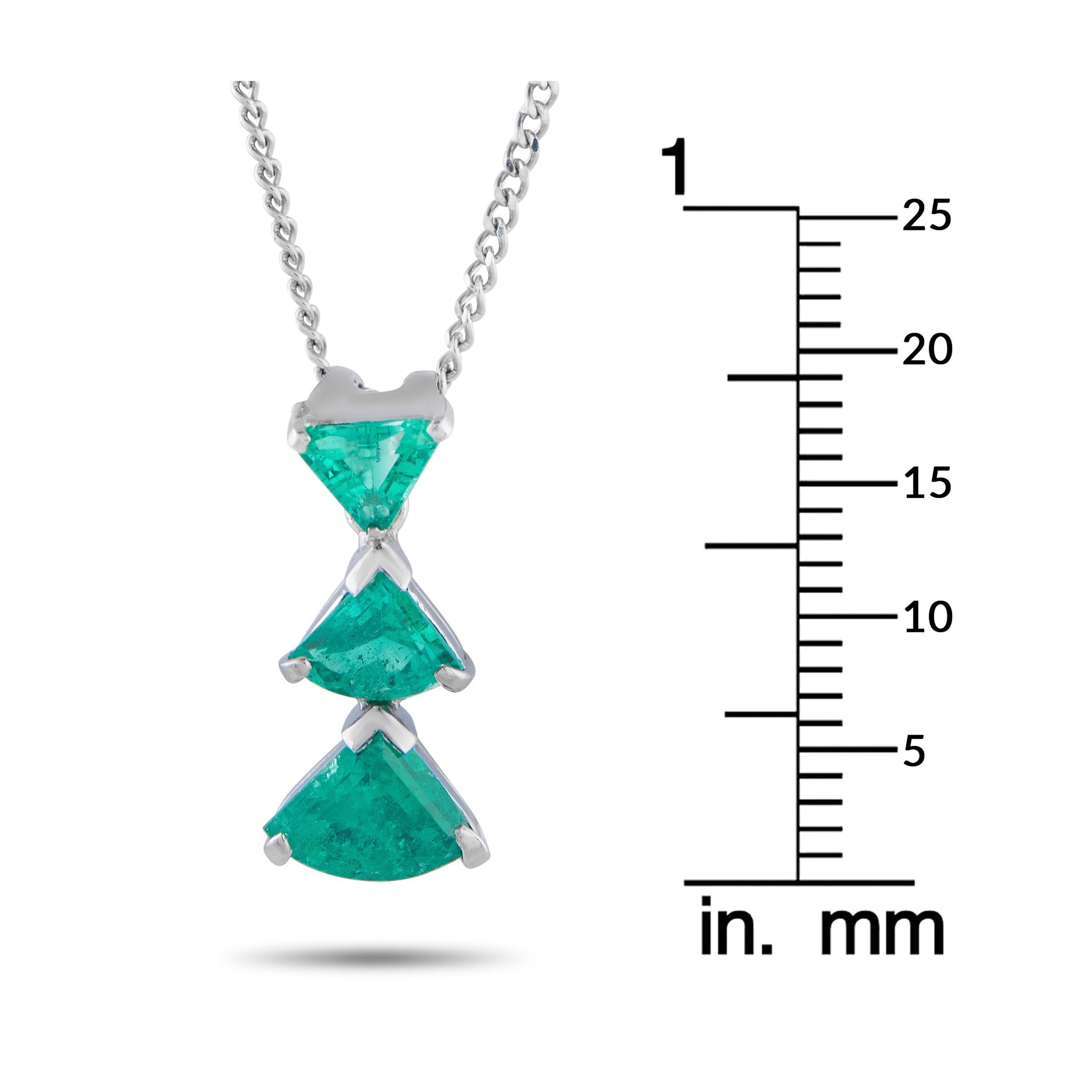 Exclusive Platinum 1.15ct Emerald Trio Necklace