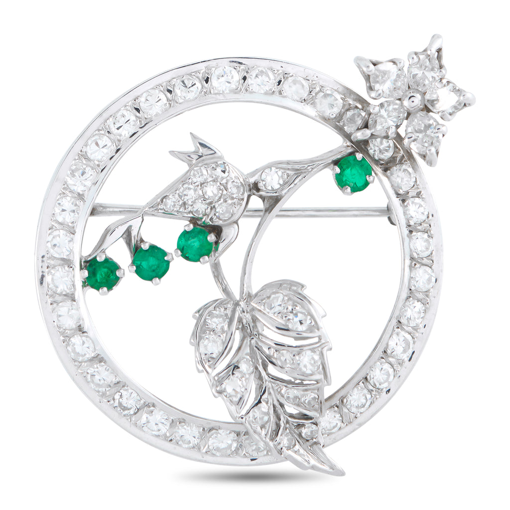 18K White Gold 2.20ct Diamond Brooch