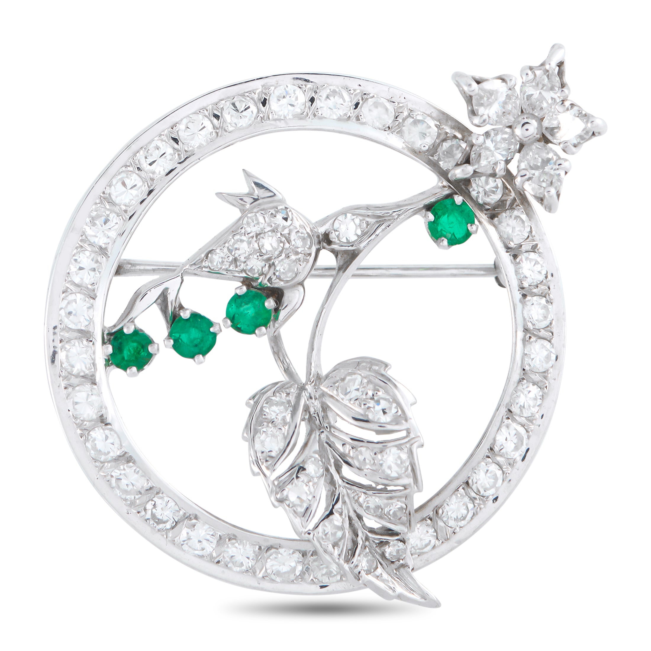 18K White Gold 2.20ct Diamond Brooch