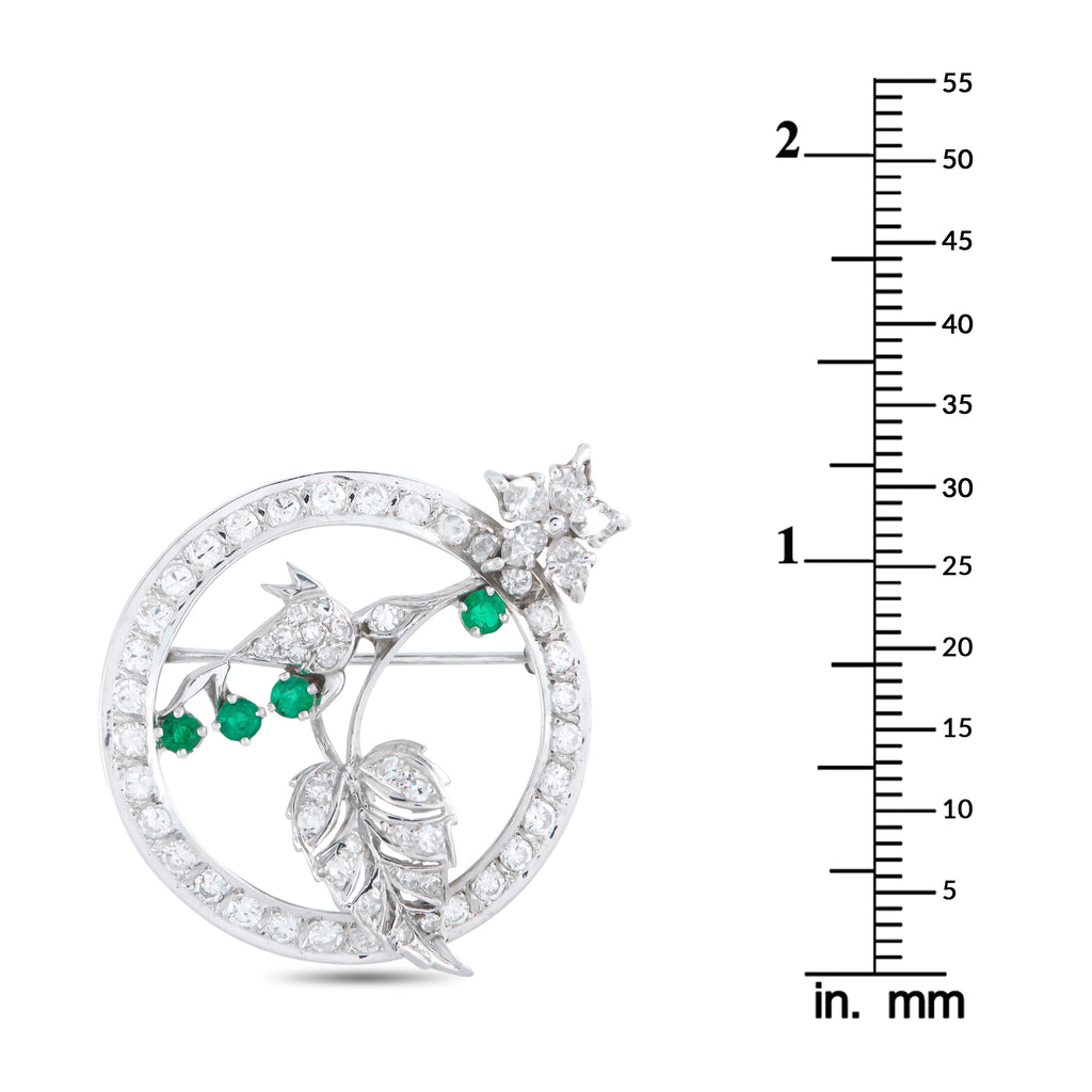 18K White Gold 2.20ct Diamond Brooch