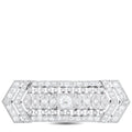 Antique-style white gold diamond French brooch with geometric rectangular panel and halo borders