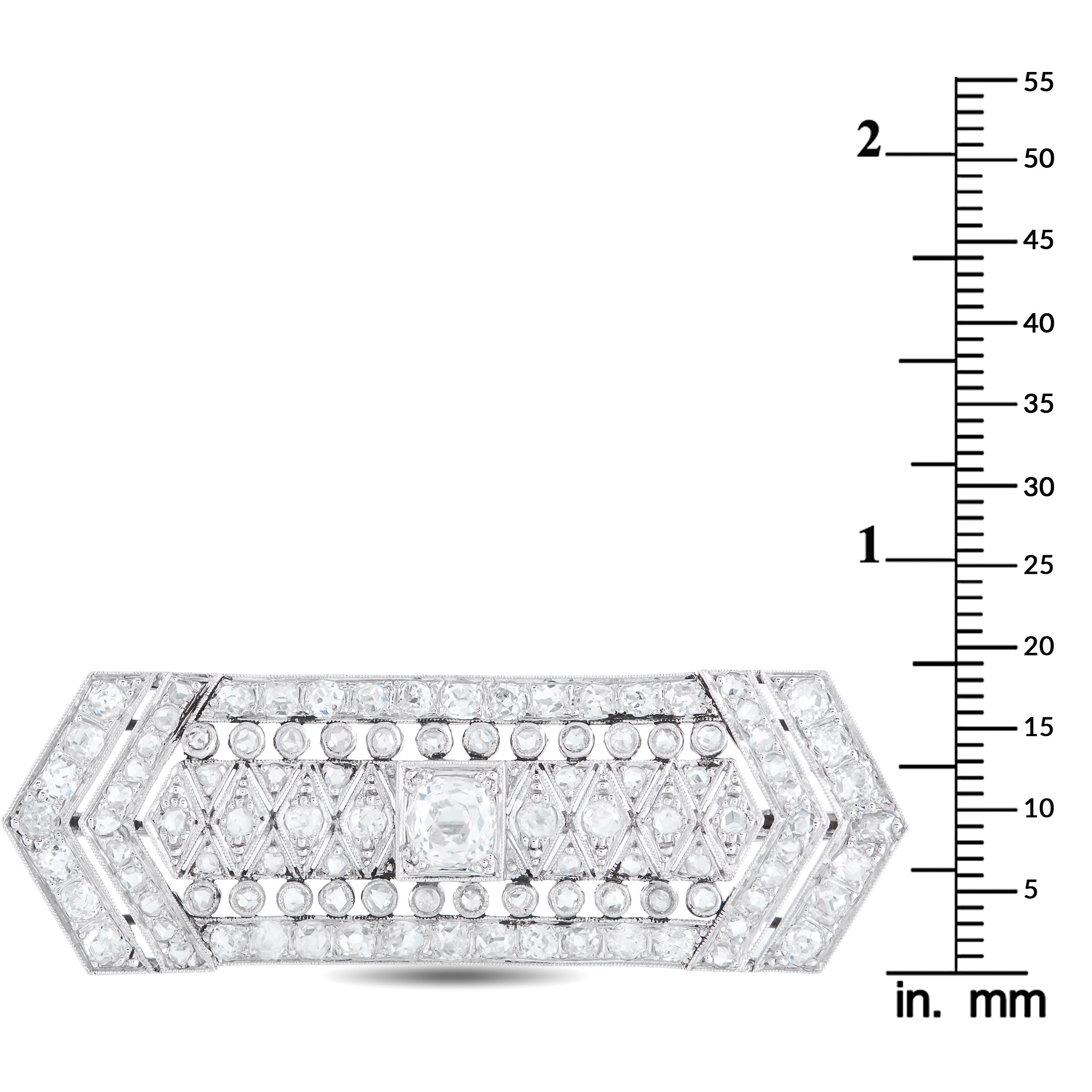 Antique 18K White Gold 3.85ct Diamond French Brooch