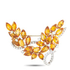 18K White Gold 1.90ct Diamond and Citrine Brooch