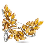 18K White Gold 1.90ct Diamond and Citrine Brooch