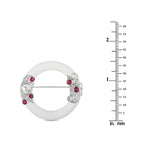 Art Deco 18K White Gold 1.50ct Diamond and Ruby Brooch